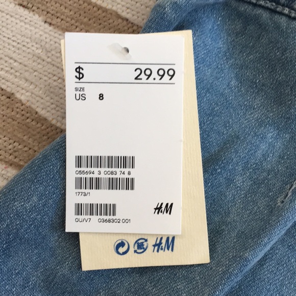 H&M denim button up overall dress NWT size 8 - Picture 6 of 6